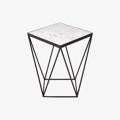 Olivia's Olivia's Side Table Stacie White Square Top Black Base