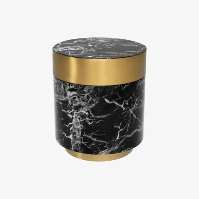 Olivia's Eichholtz Caron Side Table in Faux Black Marble & Brass Finish