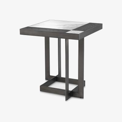Olivia's Eichholtz Hermoza Side Table in Mocha Crown Oak Veneer Bronze