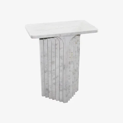 Olivia's Libra Interiors Marble Column Side Table White