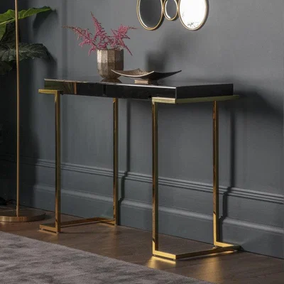 Olivia's Gallery Direct Delray Black Mirrored Console