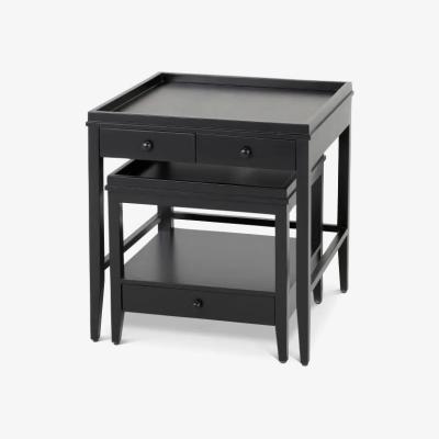 Olivia's Eichholtz Bleeker Set of 2 Side Tables in Black Finish