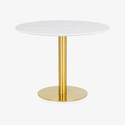 Olivia's Olivia's Prio Round Pedestal Table in White & Gold