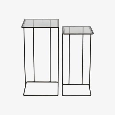 Olivia's Libra Interiors Linz Set of 2 Glass and Metal Side Tables