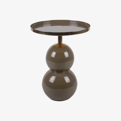 Olivia's Leitmotiv Pair of 2 Iron Enamel Nora Side Tables in Moss Green