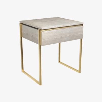 Olivia's Gillmore Federico Weathered Oak With Brass Frame Side Table