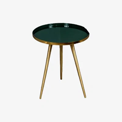 Olivia's Native Home Side Table Green Enamel Tray