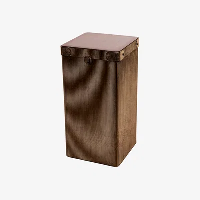 Olivia's Libra Interiors Hunter Corrugated Antique Gold Storage Accent Table