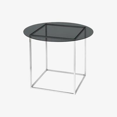 Olivia's Broste Copenhagen Freddy Glass Top Nickel Smoke Side Table