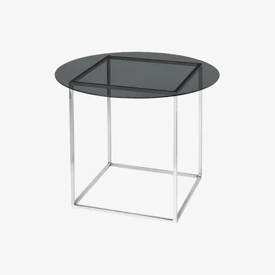Olivia's Broste Copenhagen Freddy Glass Top Nickel Smoke Side Table