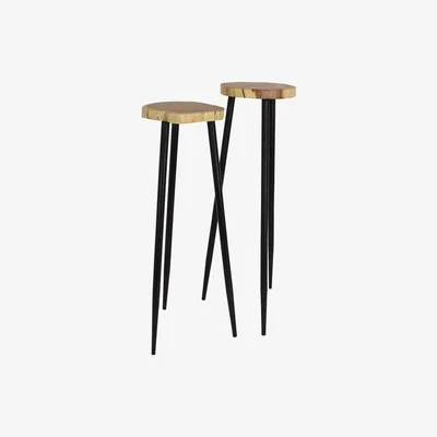 Olivia's Libra Set Of Two Tall Pillar Side Table
