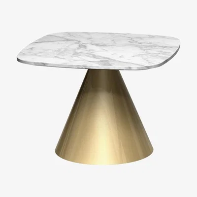 Olivia's Gillmore Oscar White Marble Top & Brass Base Square Side Table