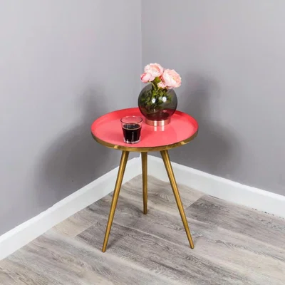 Olivia's Native Home Side Table Coral Enamel Tray