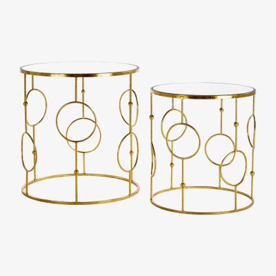 Olivia's Olivia's Set of 2 Artimis Side Tables with Mirror Top & Gold Metal Frame