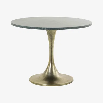 Olivia's Light & Living Rickerd Low Side Table Green Marble And Antique Bronze