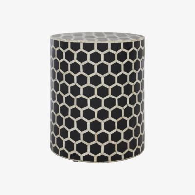 Olivia's Olivia's Finley Side Table in Black & White Honeycomb