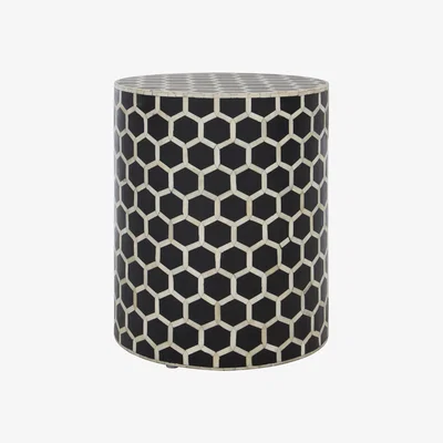 Olivia's Olivia's Finley Side Table in Black & White Honeycomb