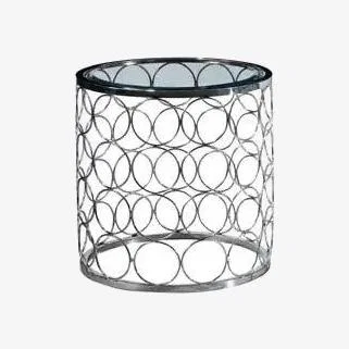 Downtown Downtown Bacall Circular End Table, Stainless Steel