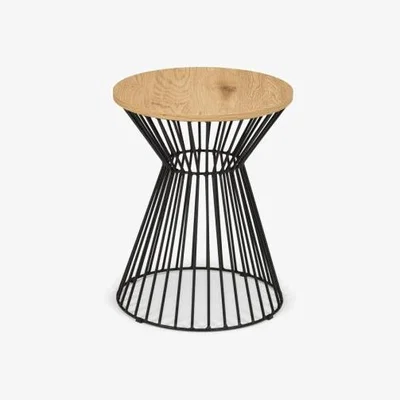 Downtown Julian Bowen Jersey Round Wire Lamp Table - Euro Oak