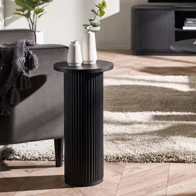 Downtown Julian Bowen Louis Fluted Drinks Table - Black