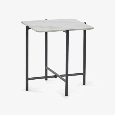 Downtown Julian Bowen Siena Marbled Sintered Stone Square Lamp Table - White