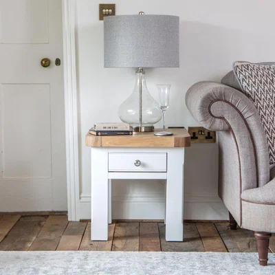 Downtown Clevedon Lamp Table - White/Oak In LightWood/White