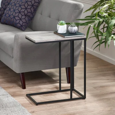 Downtown Julian Bowen Staten Rectangular Drinks Table In Grey/Black