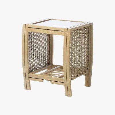 Downtown Desser Centurion Light Oak Lamp Table and Glass