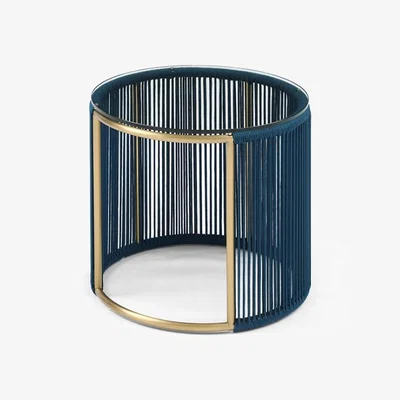 Downtown Witten Lamp Table - Brushed Champagne and Blue Rope In Blue/Champagne