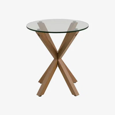 Downtown Actona Heaven Side Table - Glass With Oak Base