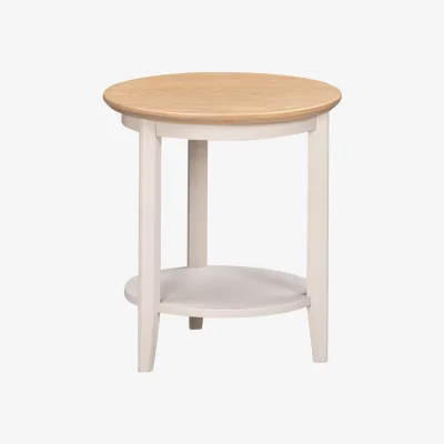 Downtown Caldecott Round Lamp Table - Light Oak/Stone Grey