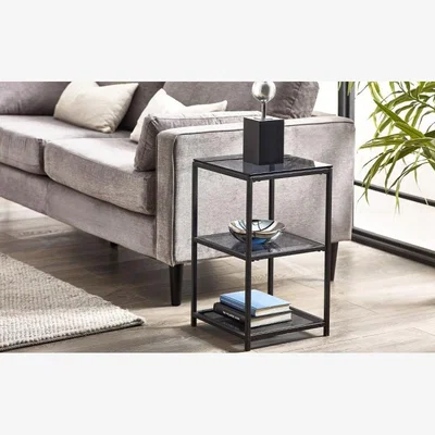 Downtown Julian Bowen Chicago Tall Narrow Side Table - Smoked Glass In SmokedGlass