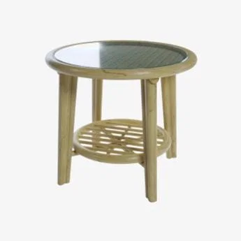 Downtown Daro Dingley 50cm Glass Top Round Side Table In LightWood