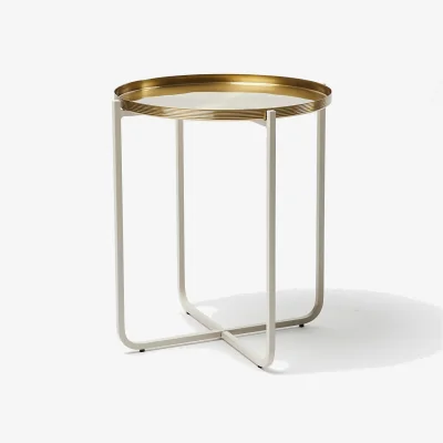 Oliver Bonas Iggy Gold & Cream Metal Side Table