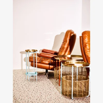 Oliver Bonas Iggy Storage Blue & Gold Side Table