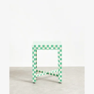 Oliver Bonas Chequerboard Green Bone & Resin Side Table