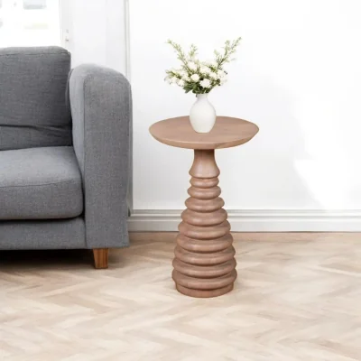 OAT Home Dingle Solid Wooden Carved Side Table