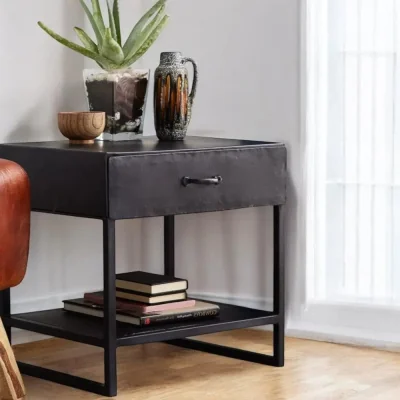 OAT Home Navan Industrial Metal 1 Drawer Side Table