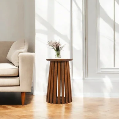 OAT Home Glenariff Wooden Slatted Side Table