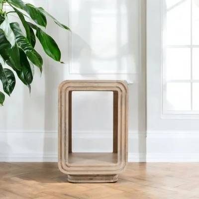 OAT Home Prehen Wooden Cube Open Side Table