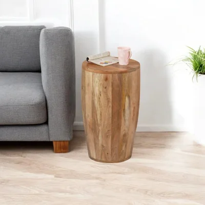OAT Home Wicklow Solid Wooden Round Drum Side Table