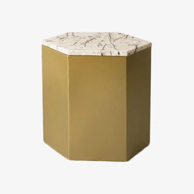 Perch and Parrow Ezagonu Golden Side Table, Medium