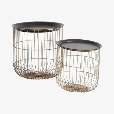 Perch and Parrow Lila Round Cage Side Tables, Set of Two