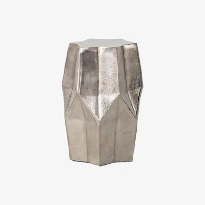Perch and Parrow Megan Metallic Side Table in Antique Silver