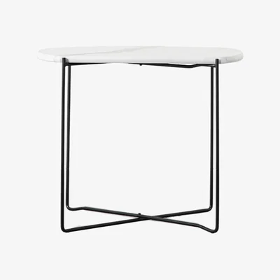 Perch and Parrow Serenity Side Table in White Faux Marble