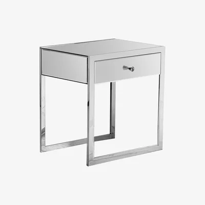 Perch and Parrow Inna Mirrored One Drawer Side Table