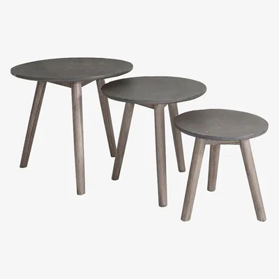 Perch and Parrow Varja Set of Three Side Tables in Grey
