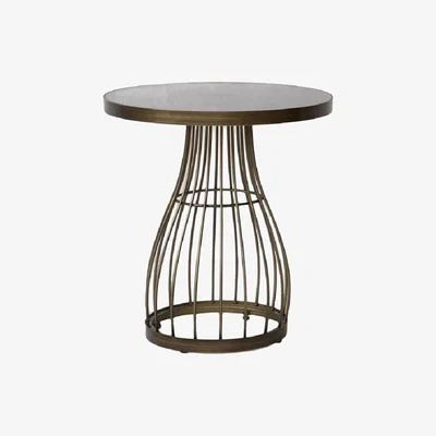 Perch and Parrow Vivien Side Table with Caged Bronzed Base