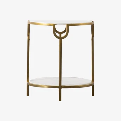 Perch and Parrow Harper Side Table in White Marble