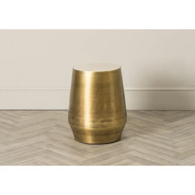 Perch and Parrow Edward Marble and Iron Side Table in Gold